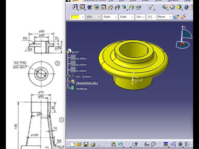 CATIA V5 PRACTICE MODEL | NUT CREATION FROM 2D|PART MODEL