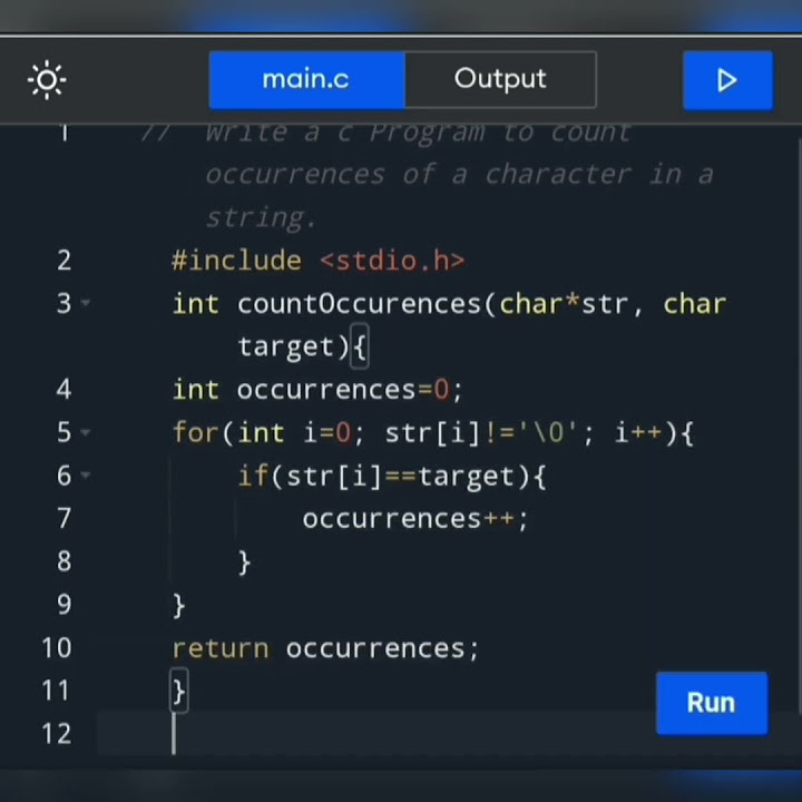 How to write a c Program to count occurrence of a character in a string ...