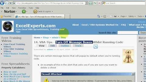 ExcelExperts.com - VBA Tips - Turn Off Message Boxes Whilst Running Code