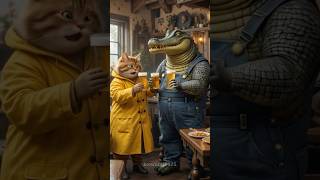 You Won't Believe What This Chubby Cat Did After Meeting a Crocodile#shorts #viralvideo #funny #cat