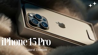 iPhone 15 Pro natural titanium aesthetic unboxing | ASMR