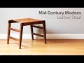 Mid Century Modern Stool with Leather Seat - Woodworking