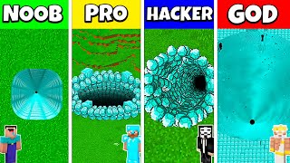 Minecraft Battle: NOOB vs PRO vs HACKER vs GOD: DIAMOND TUNNEL PIT HOUSE BUILD CHALLENGE / Animation