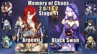 E0 Argenti & E0S1 Black Swan | Memory of Chaos 11 2.0/1.6.2 3 Stars | Star Rail
