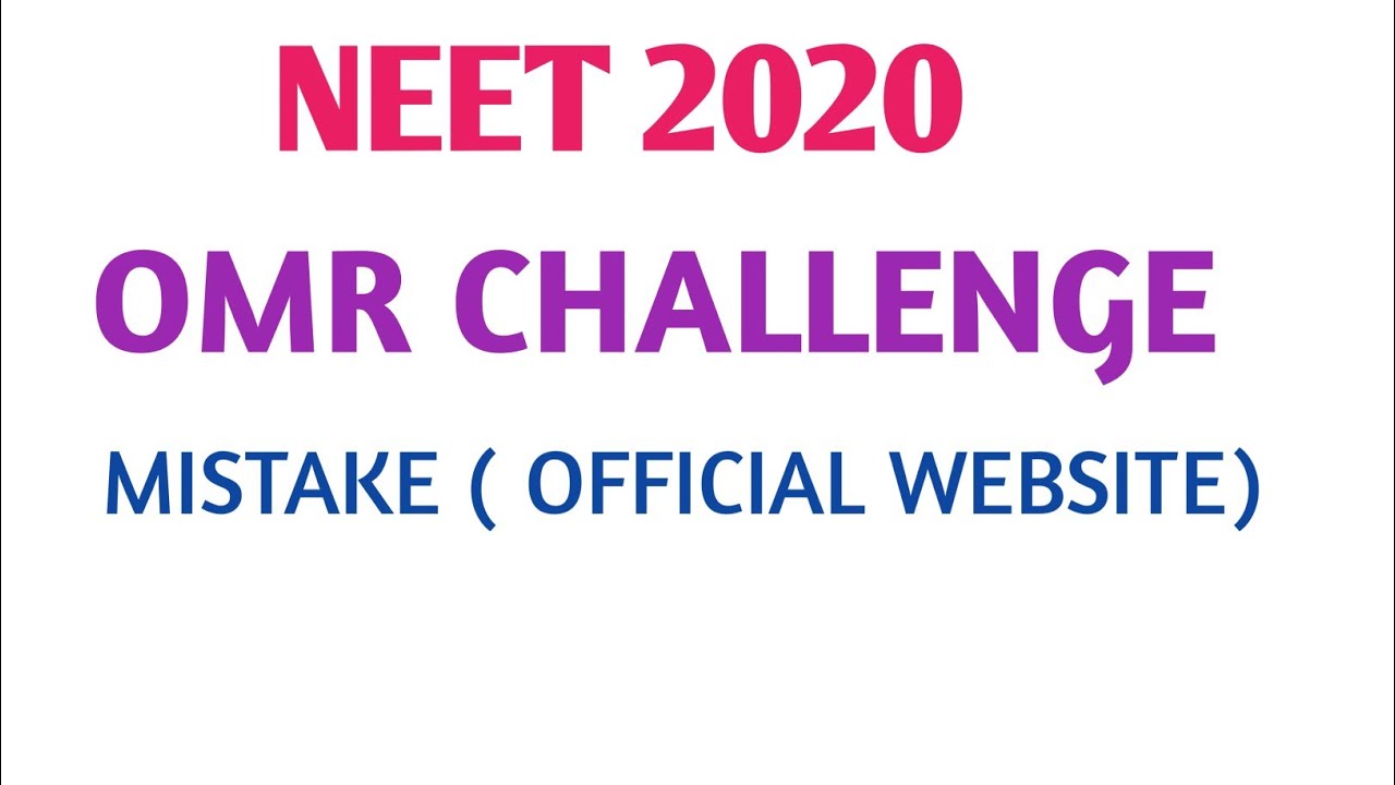 Neet 2020 OMR SHEET CHALLENGE