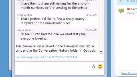 Lync 2010 | Viewing conversation history with Outlook 2010