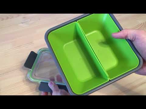 Распаковка Emsa Bento Box квадратный 0.9 л Серо-зеленый (EM513952) из rozetka.com.ua