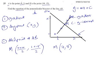 0580 21 M J 16 Q25   Straight Line Graphs, Perpendicular Bisectors