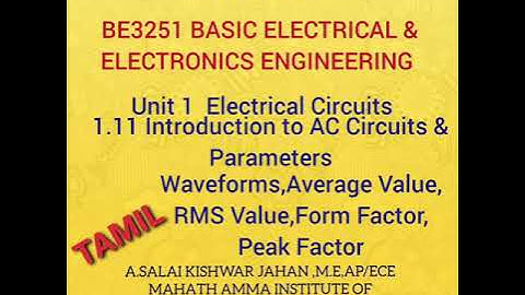 Introduction to AC parameters #beee #be3251