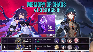 Memory of Chaos v1.3 stage 8 - E0 Seele E0 Blade 2 Cycles Full Stars【Honkai: Star Rail】