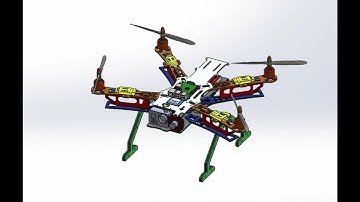 Drone quadcopter 3D animation by SOLIDWORKS
