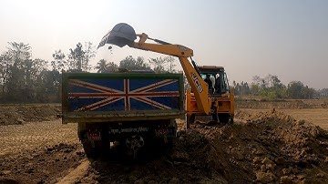 Loading Soil In Tripper Dump Video l JCB Backhoe 3DX Machine Video