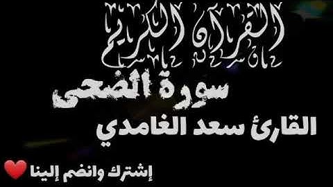 تلاوة خاشعة للقارئ سعد الغامدي سورة الضحى