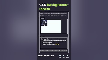 Master CSS Background-Repeat: Essential Tips Visualized! 🎨#css #tipsandtricks #codemonarch
