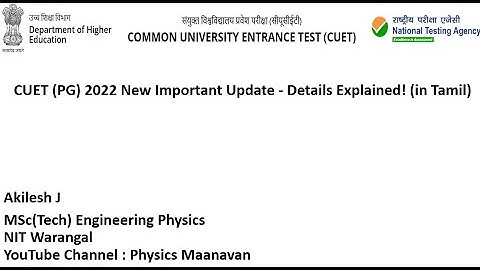 CUET (PG) 2022 New Important Update - Details Explained in Tamil | CUET (PG) 2022 | Physics Maanavan