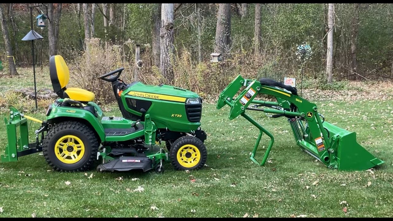 John Deere X739  - 120R loader install and removal