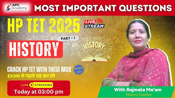 HP TET  || HISTORY || P - 1 Most Important Questions + PYQ #hptet2025 #apcacademy #hpbose #tet