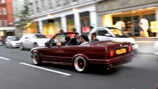 Slammed BMW E30 - CRAZY Wheelspins + Chase through London