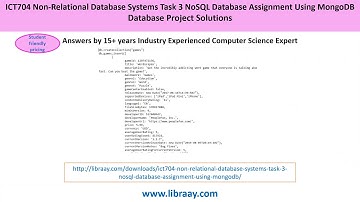 ICT704 Non-Relational Database Systems Task 3 NoSQL Database Assignment Using MongoDB