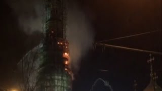 Raw: Fire Erupts in Moscow Convent's Bell Tower