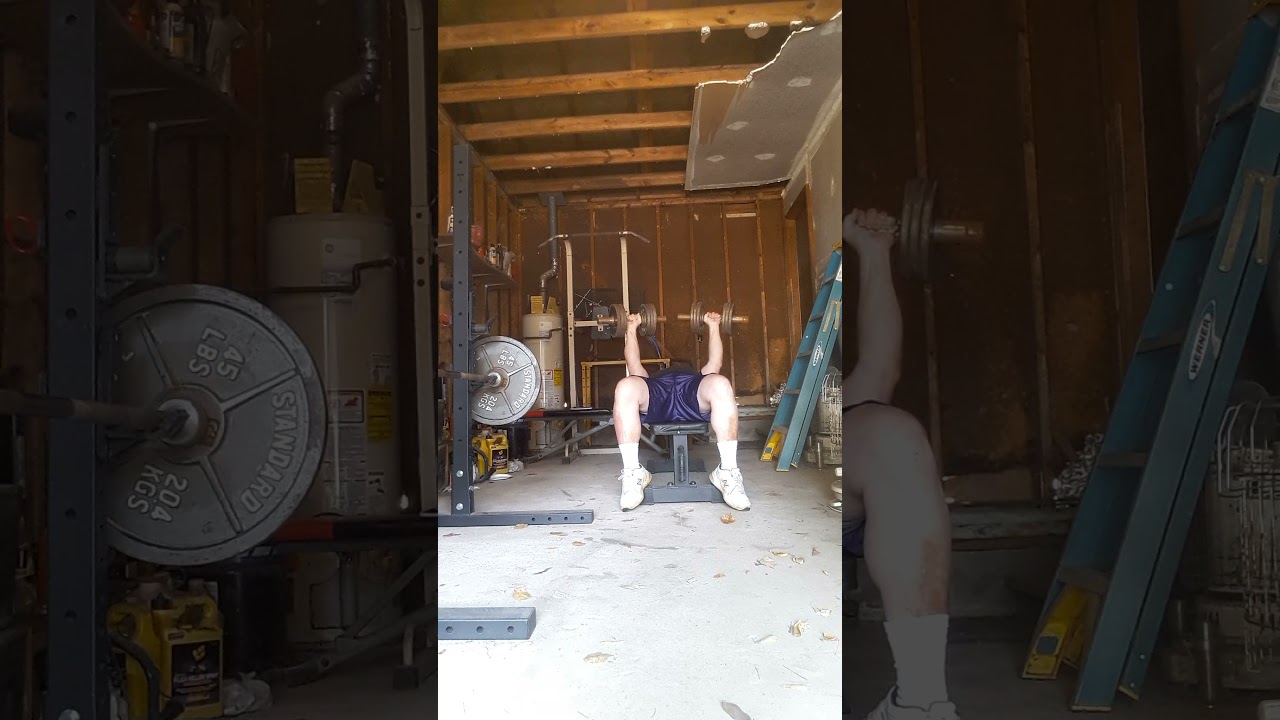 Dumbell Bench Press 70lbs x 10 reps/Bar Row 185lbs x 10 reps Superset