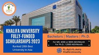 Khalifa University UAE Scholarships 2023 | Fully Funded BS, MS and PhD Programs | Detailed Review screenshot 2