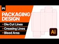 Packaging design in adobe illustrator  how to create die cut lines  creasing lines bleed area