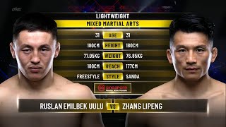 Ruslan Emilbek Uulu Vs. Zhang Lipeng One Championship Full Fight