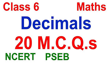 20 M.C.Q.s | Class 6 | Decimals | Chapter 6 | PSEB | Maths