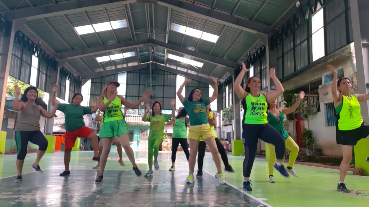 zumba gold in green mode(1) dancing in the street