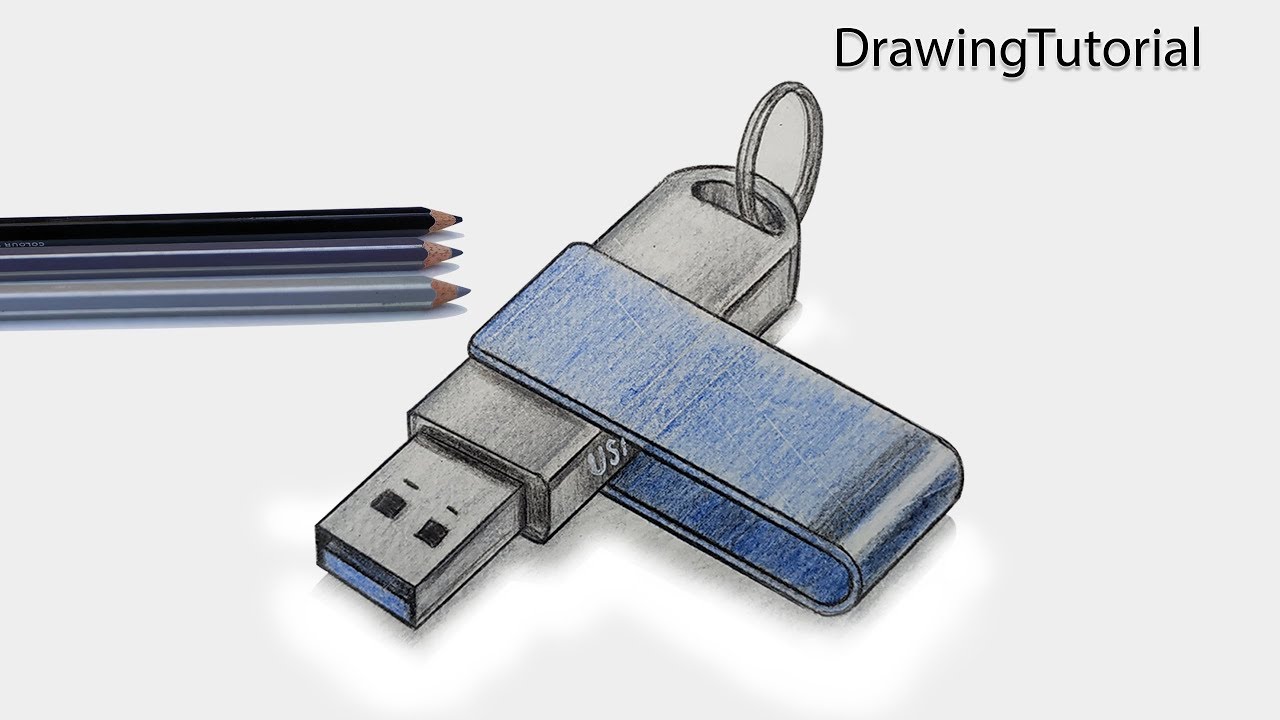 How to DRAW a FLASH DRIVE Easy Step by Step - YouTube