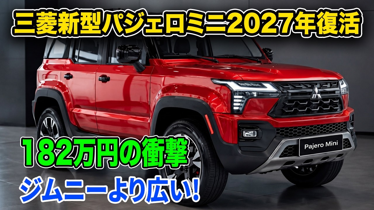 三菱新型パジェロミニ2027年登場確定、ジムニーより広い!燃費が旧型の約2倍に激変!