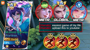 21 KILLS💀VS. GLOBAL HANABI AND META HEROES! Wanwan best build & emblem 2025!! 