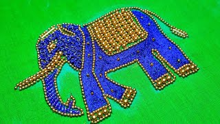 Elegant Elephant Design In Aari Work.