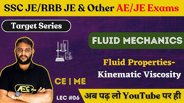 Fluid Properties (Kinematic Viscosity) - Fluid Mechanics | Civil Engineering/ME |SSC JE/RRB JE 2023