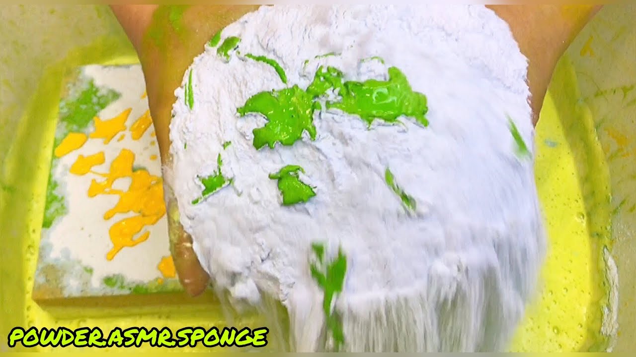 Acidic bright yellow-green mix 💛💚 Asmr squeezing sponge