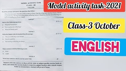 Model activity task-2021 class-3 English October part 7 তৃতীয় শ্রেণি || মডেল অ্যাক্টিভিটি টাস্ক