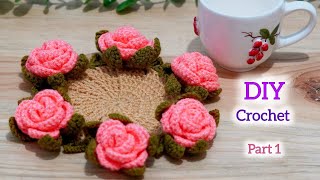 Part 1 | Crochet Rose Bouquet that turns into coaster | Beginner Friendly tutorial | DIY | handmade 