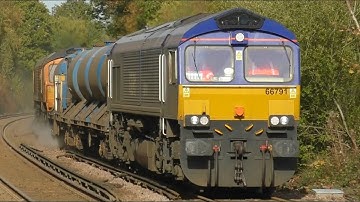 GBRf 66791 Ex Swedish + 66766 On RHTT Passes Ockley For Tonbridge - Saturday 29th October 2022