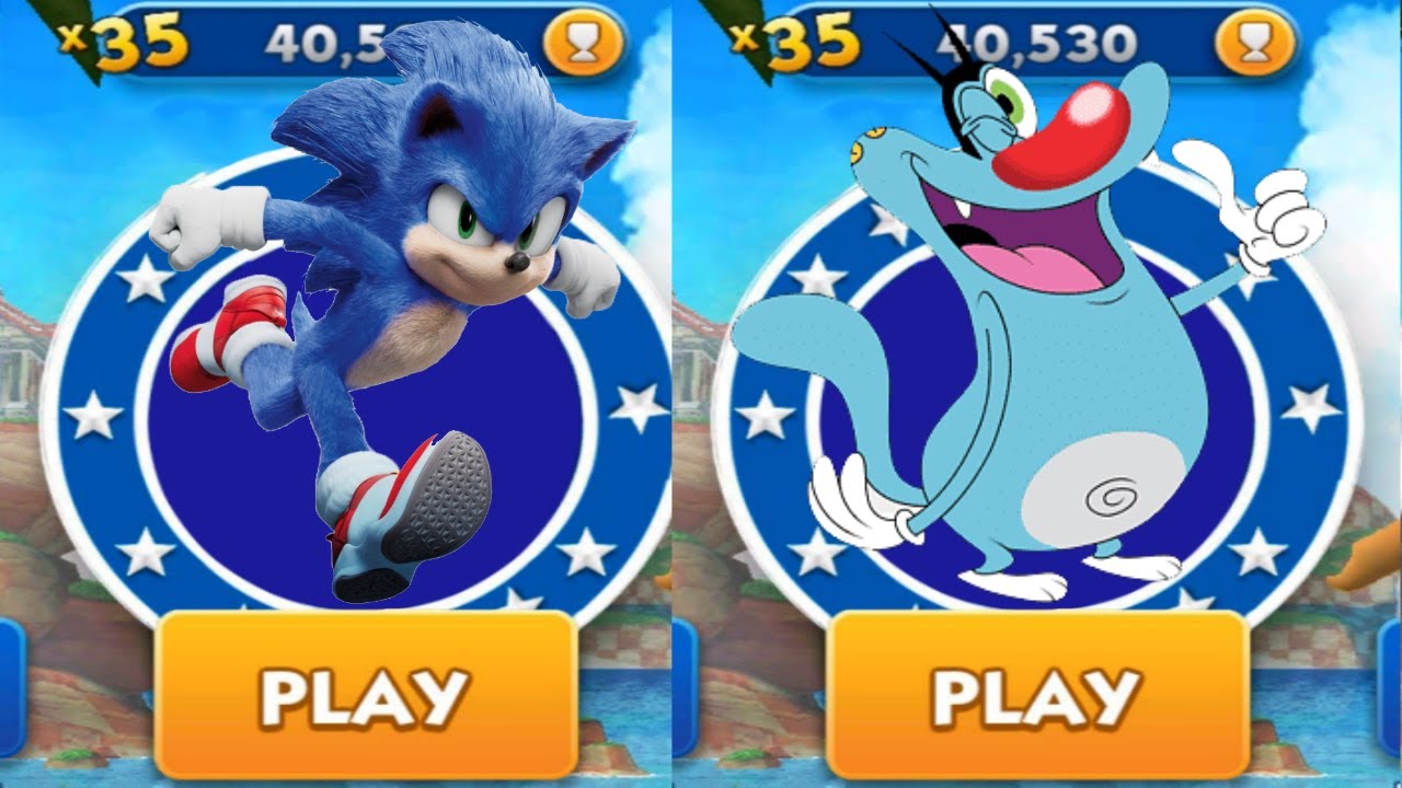 Sonic Dash vs Oggy and the Cockroaches Run - Movie Sonic vs All Bosses ...