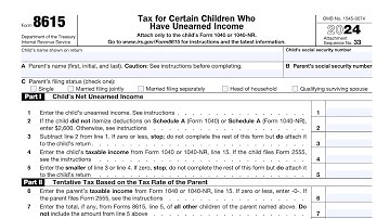 IRS Form 8615 walkthrough (Tax for Certain Children Who Have Unearned Income)