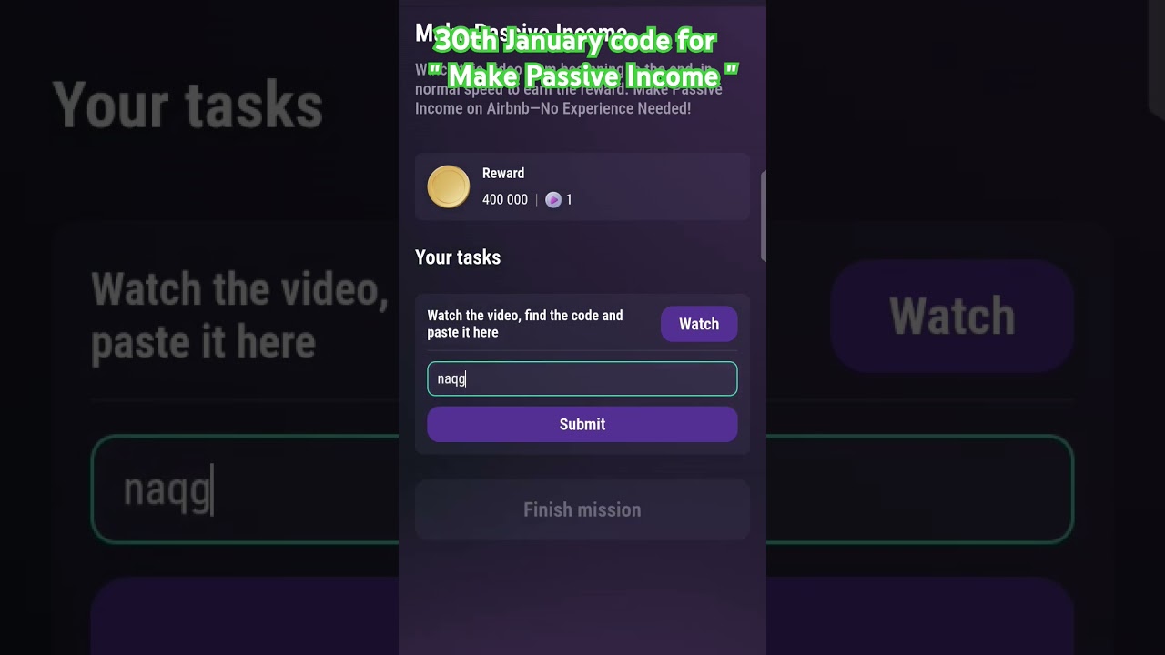 30th January code for " Make Passive Income ". Check it out ✔️👇👇👇 