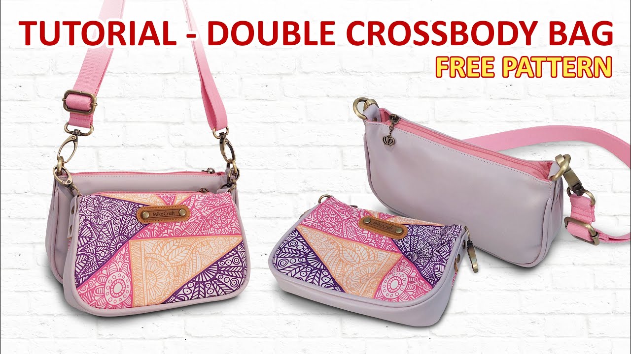 DIY Double crossbody bag - How to make duo sling bag - Tutorial cara menjahit tas selempang kembar