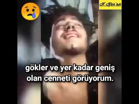 Filistinde ki genç şehitlik  şerbetini içmeye yakın Allah cc. Ona cennetteki yerini gösteriyor... 😢