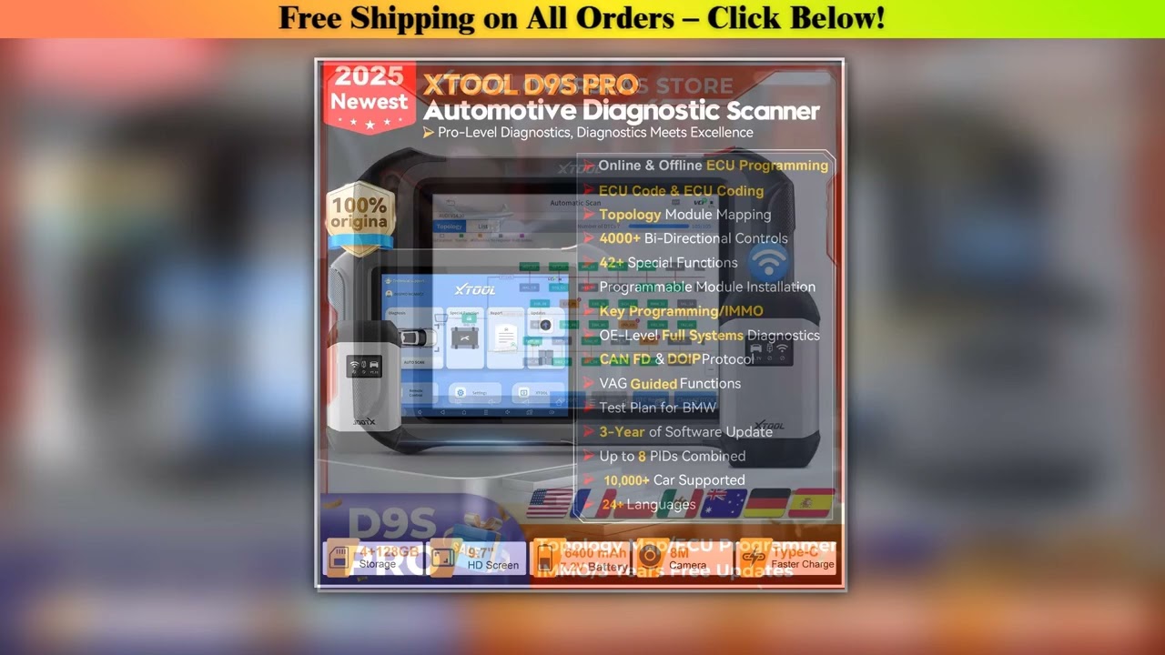 XTOOL D9S PRO D9SPRO WIFI Diagnostic Tool ECU Programming Add Key Automotive Scanner Topology Map