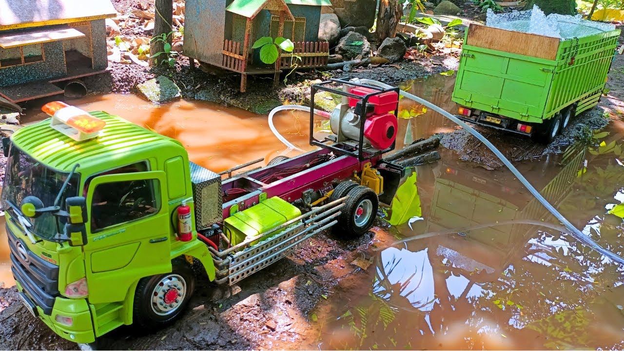 RC Truk Hino Bawa MESIN Disel untuk Kuras Banjir Yang Isinya Full Ikan‼️