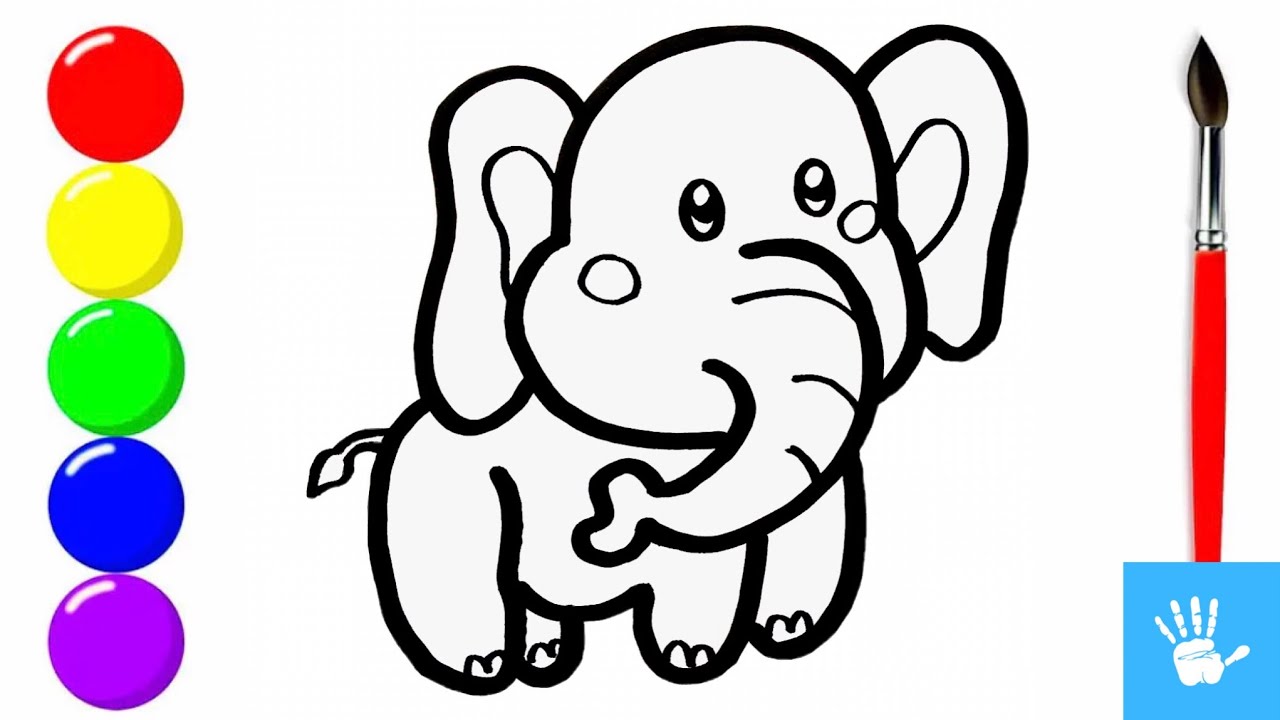 How To Draw a Cute White Elephant | Bolalar uchun fil rasm chizish ...