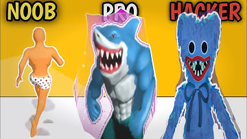 NOOB vs PRO vs HACKER in MONSTER MERGE RUN! (All LEVELS)