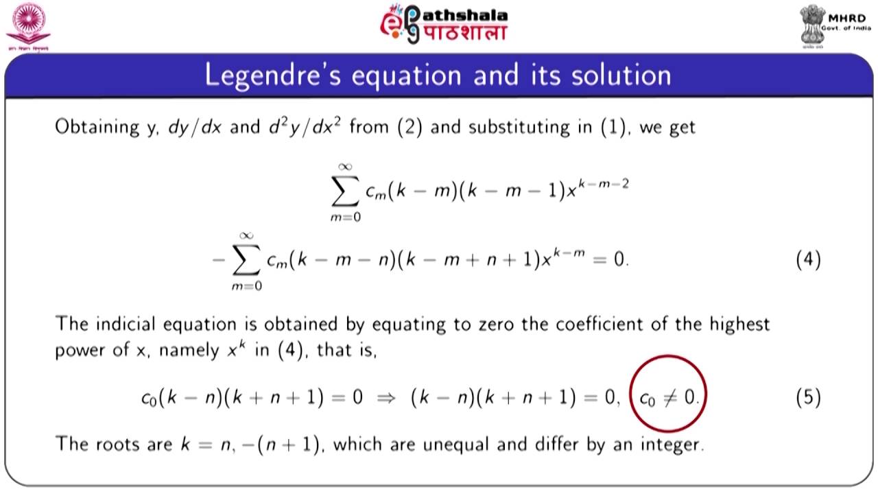 Legendre Equation And Its Solution Math Youtube