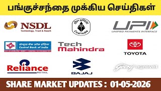 பங்குச்சந்தை முக்கிய செய்திகள் : NSDL, Coal India, Reliance retail,bajaj Important Dividend Updates